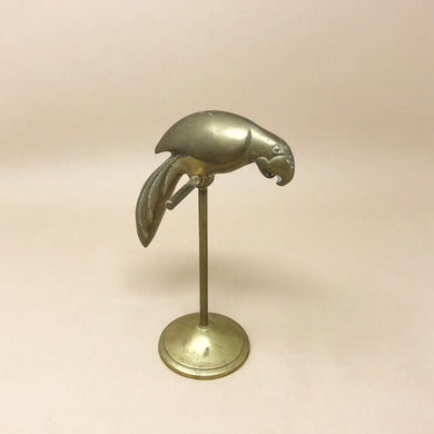 Vintage 1970s Brass Parrot  on Stand